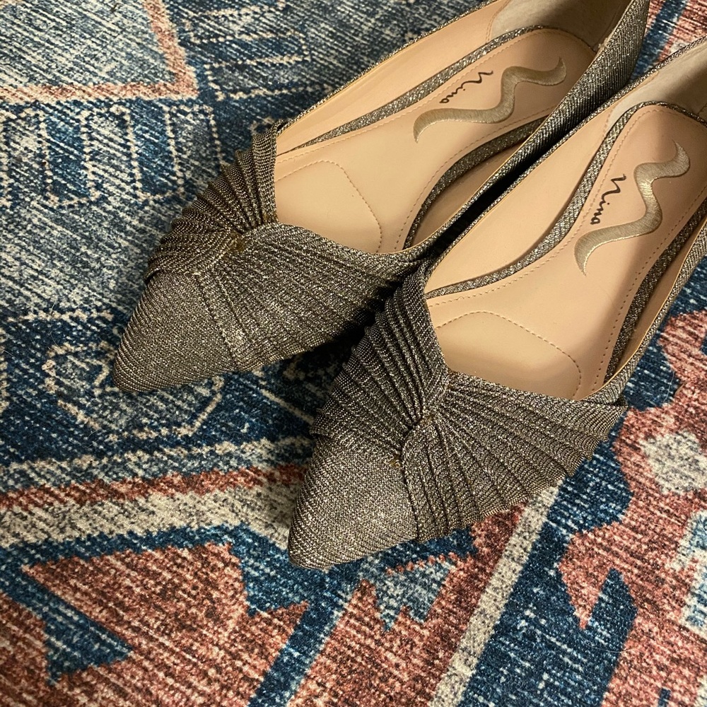 Nina Silver Glitter Pointy Toed Flats
